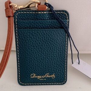 Dooney & Bourke Teal Leather Lanyard  ID Holder